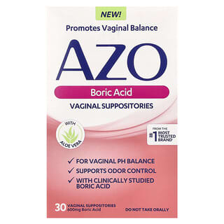 AZO, Ácido bórico, supositórios vaginais, 600 mg, 30 supositórios