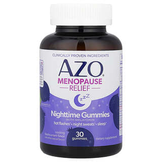 AZO, Menopause Relief, Nighttime Gummies With Melatonin, Cooling Blackcurrent, 30 Gummies