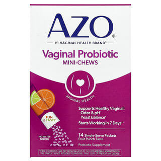 AZO, 膣用プロバイオティクスミニチュアブル、フルーツパンチ、個包装14袋、各1.4g（0.049オンス）