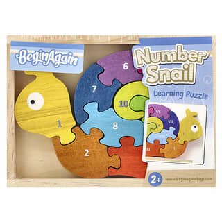 Begin Again Toys, Caracol de números, Puzle para enseñar y jugar, Más de 2 años, Set de 10 piezas