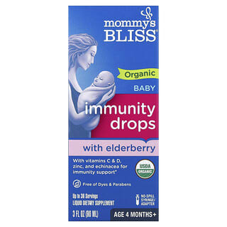 Mommy's Bliss, Gotas de Imunidade Orgânicas para Bebês com Sabugueiro, A partir de 4 Meses de Idade, 90 ml (3 fl oz)