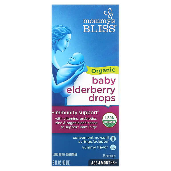 Mommy's Bliss, 有機嬰兒接骨木汁，4 個月以上，3 盎司（90 毫升）