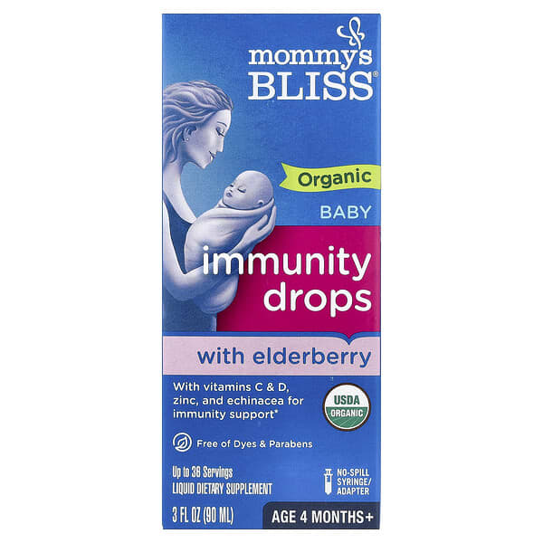 Mommy's Bliss, 유아용 유기농 이뮤니티 드롭, 엘더베리 함유, 4개월 이상, 90ml(3fl oz)