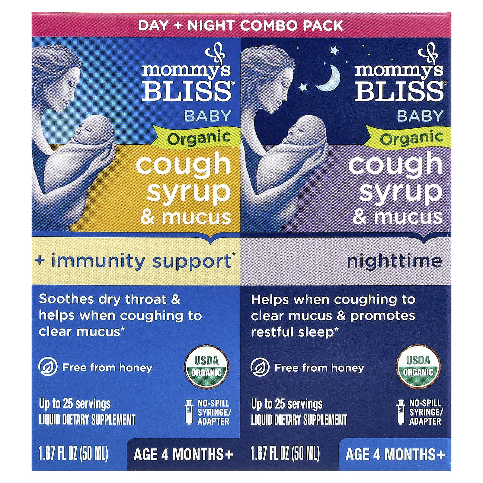 Baby Organic Cough Syrup Mucus, Day/Night Pack, Age Months+,