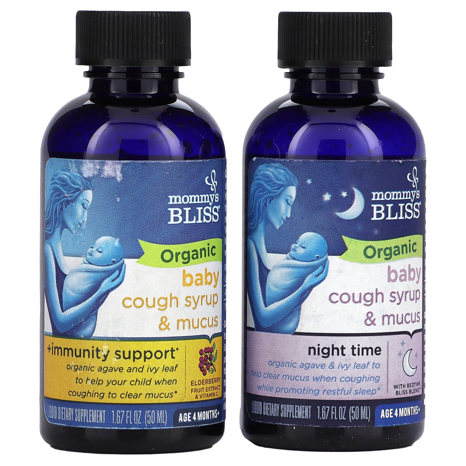 Mommy's Bliss, Baby, Organic Cough Syrup & Mucus, Day/Night Pack, Age 4 ...