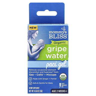 Mommy's Bliss, Organic Gripe Water, Paci Gel, Age 2 Weeks+, 0.53 oz (15 g)