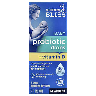 Mommy's Bliss, Gotas probióticas para bebés con vitamina D, Recién nacido+, 10 ml (0,34 oz. líq.)