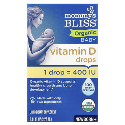 Mommy's Bliss, Organic Baby Vitamin D Drops, Newborn and Up, 0.11 fl oz (3.24 ml)