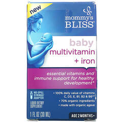Mommy's Bliss (موميز بليس)‏, فيتامينات متعددة + حديد للأطفال، الأعمار شهرين، العنب، أونصة سائلة واحدة (30 مل)