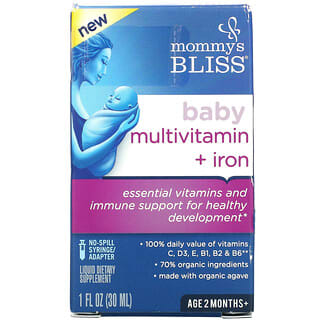 Mommy's Bliss, 婴儿多维生素 + 铁，2 个月，葡萄味，1 盎司（30 毫升）