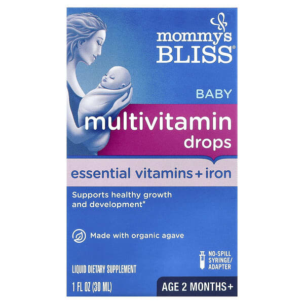Mommy's Bliss Baby Multivitamin Drops, Essential Vitamins + Iron, Age 2 Months +, 1 fl oz ( 30 ml)