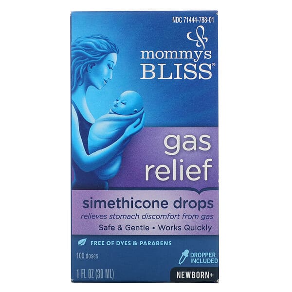 Mommy's Bliss‏, הקלה על גזים, טיפות סימתיקון, לילודים+, 30 מ“ל (1 אונקיית נוזל)