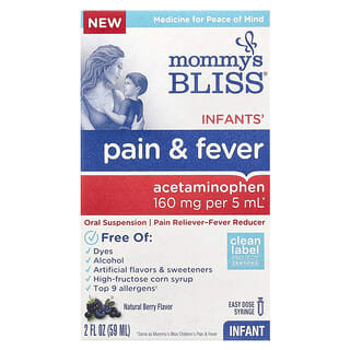 Mommy's Bliss, Dolor y fiebre para bebés, Bayas naturales, 59 ml (2 oz. líq.)