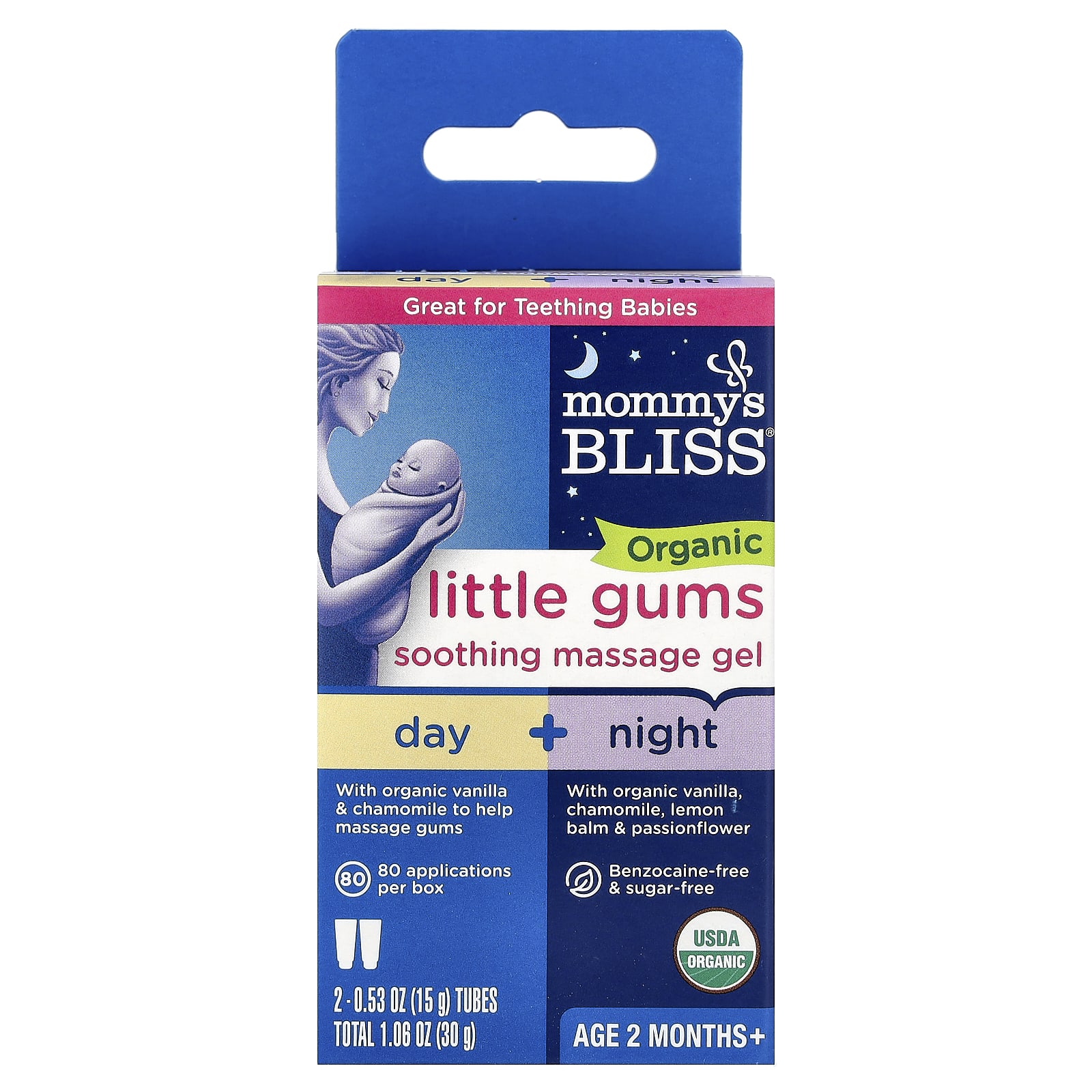 Organic Little Gums Soothing Massage Gel, Day/Night Pack, Age 2