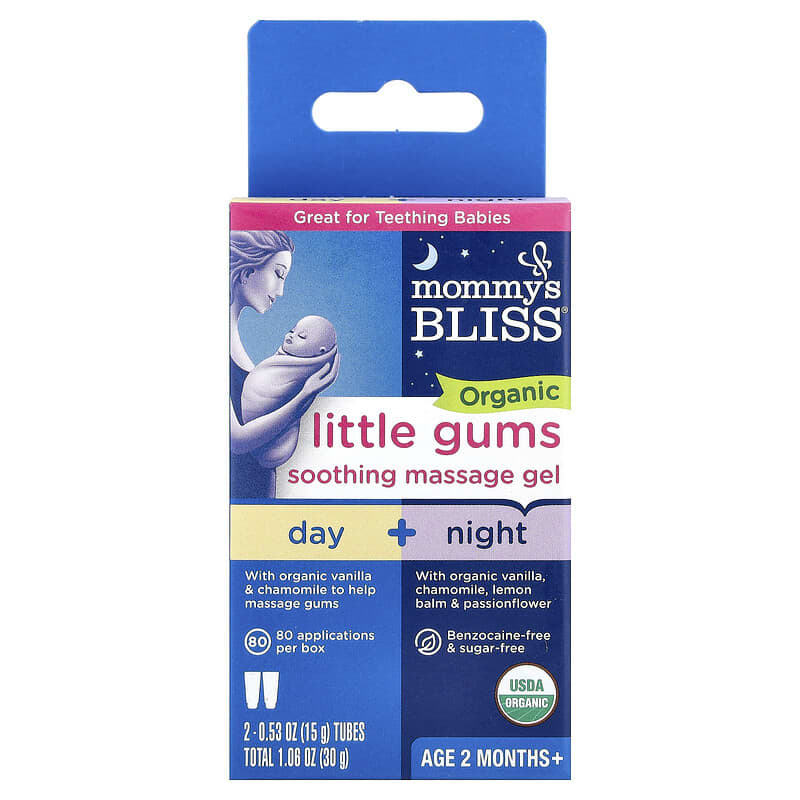 Organic Little Gums Soothing Massage Gel, Day/Night Pack, Age 2