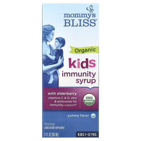 Kids Organic Immunity Syrup, Kids 1-12 Yrs, 3 fl oz (90 ml)
