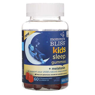 Mommy's Bliss, Gommes pour le sommeil des enfants + mélatonine, À partir de 3 ans, Fraise, 60 gommes