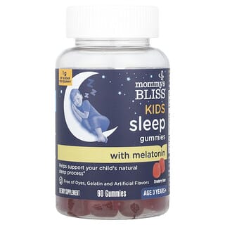 Mommy's Bliss, Gommes pour le sommeil à la mélatonine pour enfants, Pour enfants de 3 ans et plus, Fraise, 60 gommes