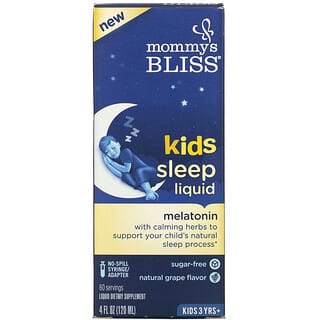 Mommy's Bliss, Líquido para Sono para Crianças, Melatonina, Crianças a partir de 3 Anos, Uva Natural, 120 ml (4 fl oz)