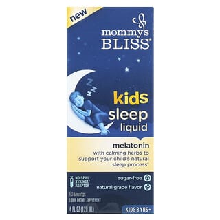 Mommy's Bliss, 兒童睡眠液，褪黑荷爾蒙，3 歲以上兒童，天然葡萄口味，4 盎司（120 毫升）