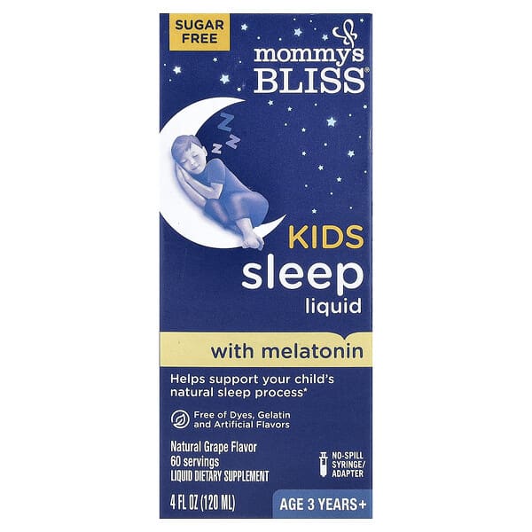 Mommy's Bliss, 어린이용, 수면 리퀴드, 멜라토닌 함유, 3세 이상, 천연 포도 맛, 120ml(4fl oz)