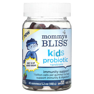 Mommy's Bliss, пробиотик и пребиотик для детей от 2 лет, вкус ягод, 45 жевательных мармеладок