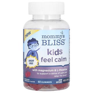 Mommy's Bliss, Kids Feel Calm Gummies with Magnesium & L-Theanine, Kids Feel Calm Gummies mit Magnesium und L-Theanin, zuckerfrei, ab 4 Jahren, Himbeerlimonade, 60 Fruchtgummis