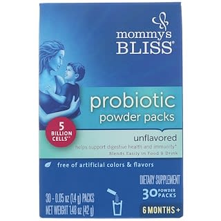 Mommy's Bliss, Порошок пробиотиков пакетированный, без ароматизаторов, 6 месяцев +, 30 пакетиков порошка, 0,05 унц. (1,4 г) каждый