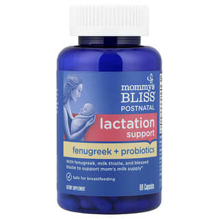 Mommy's Bliss, Postnatal Lactation Support, Fenugreek + Probiotics, 60 Capsules