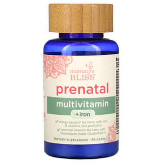 Mommy's Bliss, Multivitamines prénatales + Fer, 45 capsules