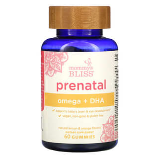 Mommy's Bliss, Omega prenatal y DHA, Limón y naranja naturales, 60 gomitas