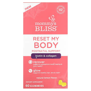 Mommy's Bliss, Reset My Body, послеродовая поддержка, натуральный лимон, 60 жевательных таблеток