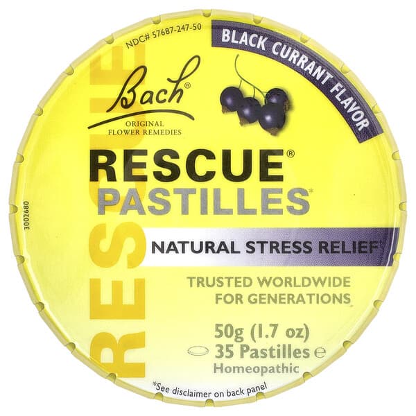 Bach, Rescue® 정제, 천연 스트레스 완화제, 블랙 커런트, 정제 35정