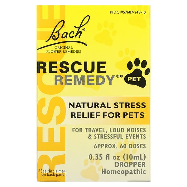 Bach, Original Flower Remedies, Rescue Remedy Pet, натуральное средство для снятия стресса, пипетка, 10 мл (0,35 жидк. Унции)