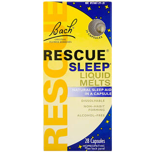 Bach, Rescue Sleep, оригинальные цветочные средства, поддержка сна, для рассасывания, с жидкостью, 28 капсул