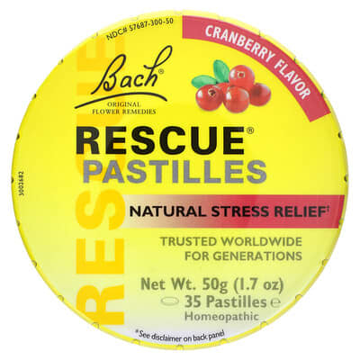 Bach, Rescue® Tablets, Natural Stress Relief, Cranberry Flavor, 35 Tablets, 1.7 oz (50 g)