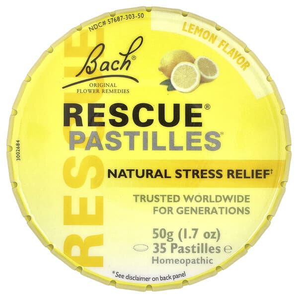 Bach, Rescue® Pastilles, Natural Stress Relief, Lemon, 35 Pastilles, 1.7 oz (50 g)