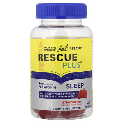 Bach, Rescue Plus®, Sleep Aid Gummies, Strawberry Flavor, 60 Gummies (2.5 mg each gummy)