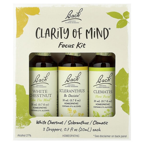 Bach, Clarity of Mind 집중력 향상 키트, 스포이트 3개, 각 20ml(0.7fl oz)