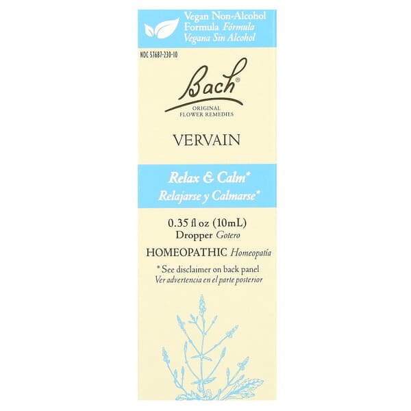 Bach Original Flower Remedies, Vervain, 0.35 fl oz (10 ml)