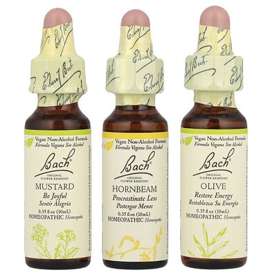 Bach, Original Flower Tonic, Mental Energy Set, Mood Ups and Downs, 3 Droppers, 0.35 fl oz (10 ml) Each