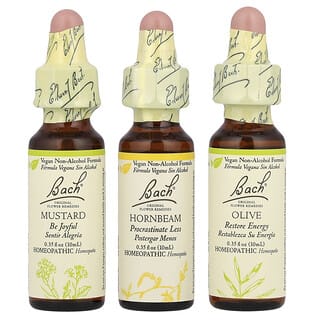 Bach, Original Flower Remedies, Mental Energy Kit, Kit für mentale Energie, emotionale Höhen und Tiefen, 3 Pipetten, je 10 ml (0,35 fl. oz.).