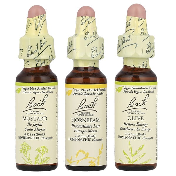 Bach Original Flower Remedies, Mental Energy Kit, Emotional Ups & Downs, 3 Droppers, 0.35 fl oz (10 ml) Each