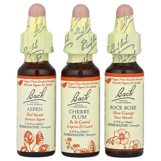 Bach, Remedios florales originales, Kit de valentía, No más miedo, 3 goteros, 10 ml (0,35 oz. líq.) cada uno