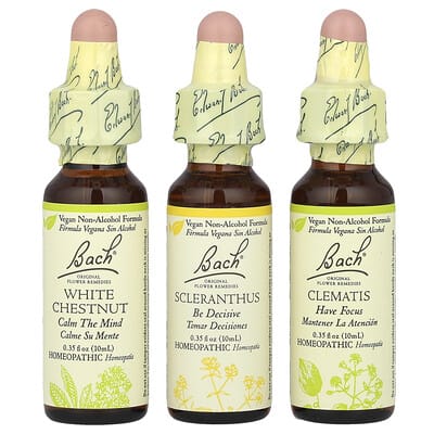 Bach, Original Flower Tonic, Focus Set, Mental Clarity, 3 Droppers, 0.35 fl oz (10 ml) Each