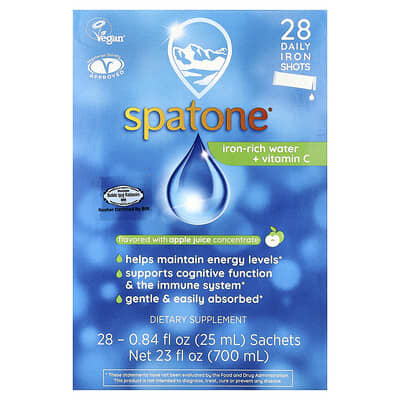 Bach, Spatone®, Iron-Rich Water + Vitamin C, Apple Juice, 28 Sachets, 25 ml (0.84 fl oz) Each