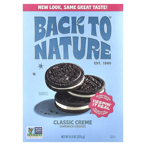 Back to Nature, Ciasteczka kanapkowe, klasyczny krem, 255 g