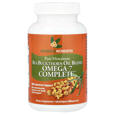 SeaBuckWonders, Whole Himalayan Sea Buckthorn Oil Blend, Multifaceted Omega-7, 120 Softgels (500 mg per softgel)