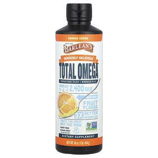 Barlean's, Total Omega®, Ômegas 3, 6 e 9, Creme de Laranja, 2.400 mg, 454 g (16 oz)