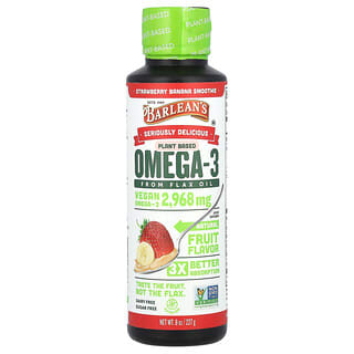 Barlean's, Oméga-3 d'origine végétale issus d'huile de lin, Smoothie à la fraise et à la banane, 227 g